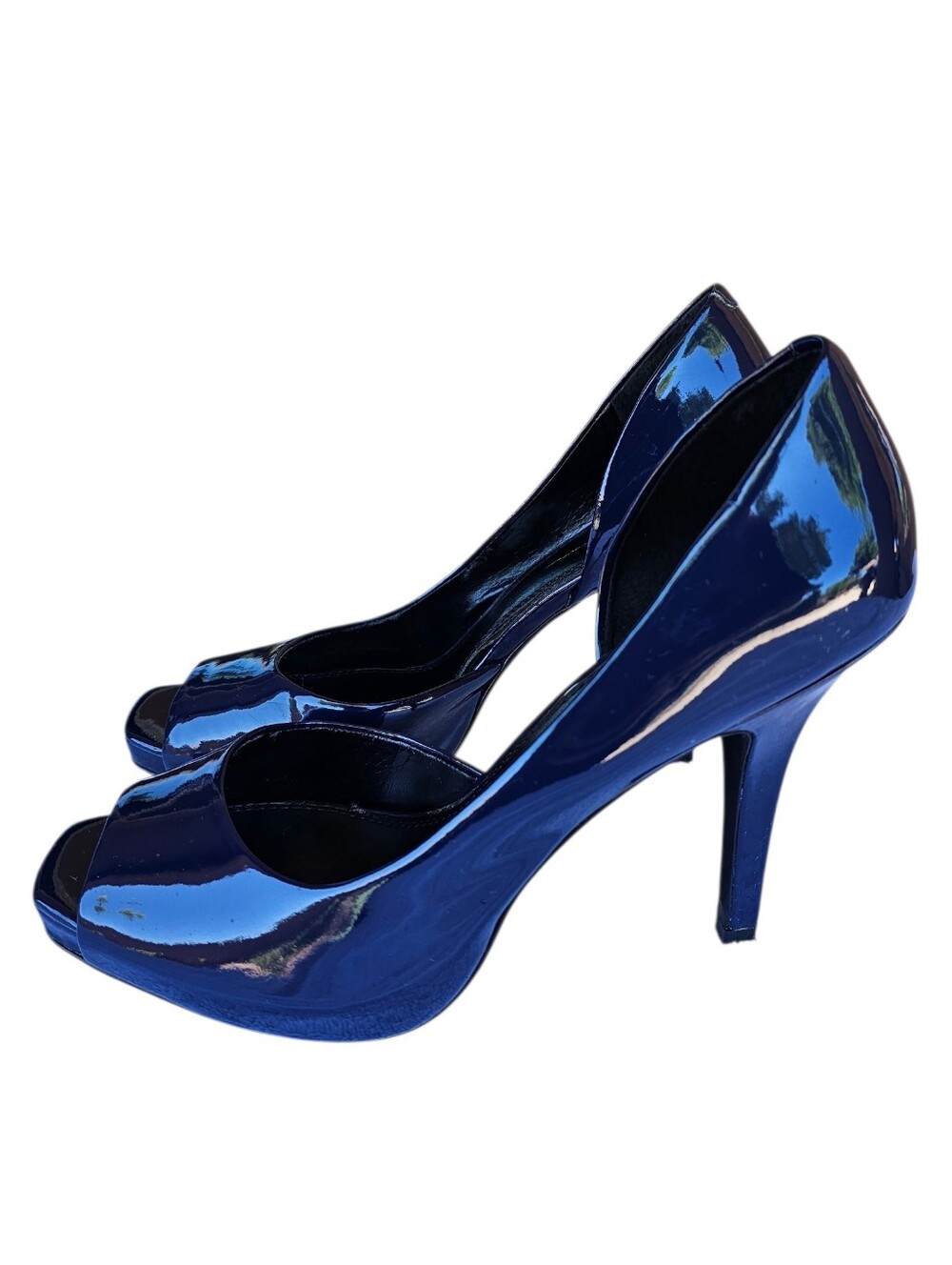 Jessica Simpson Navy Patent Peep-Toe Stiletto Heels - Picture 2 of 6